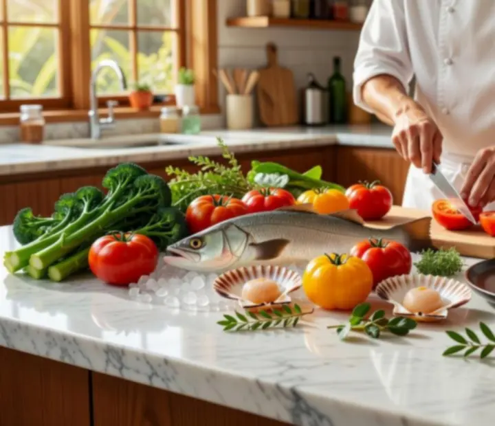 Selection of fresh Australian seasonal produce prepared in the Potand Platter kitchen.